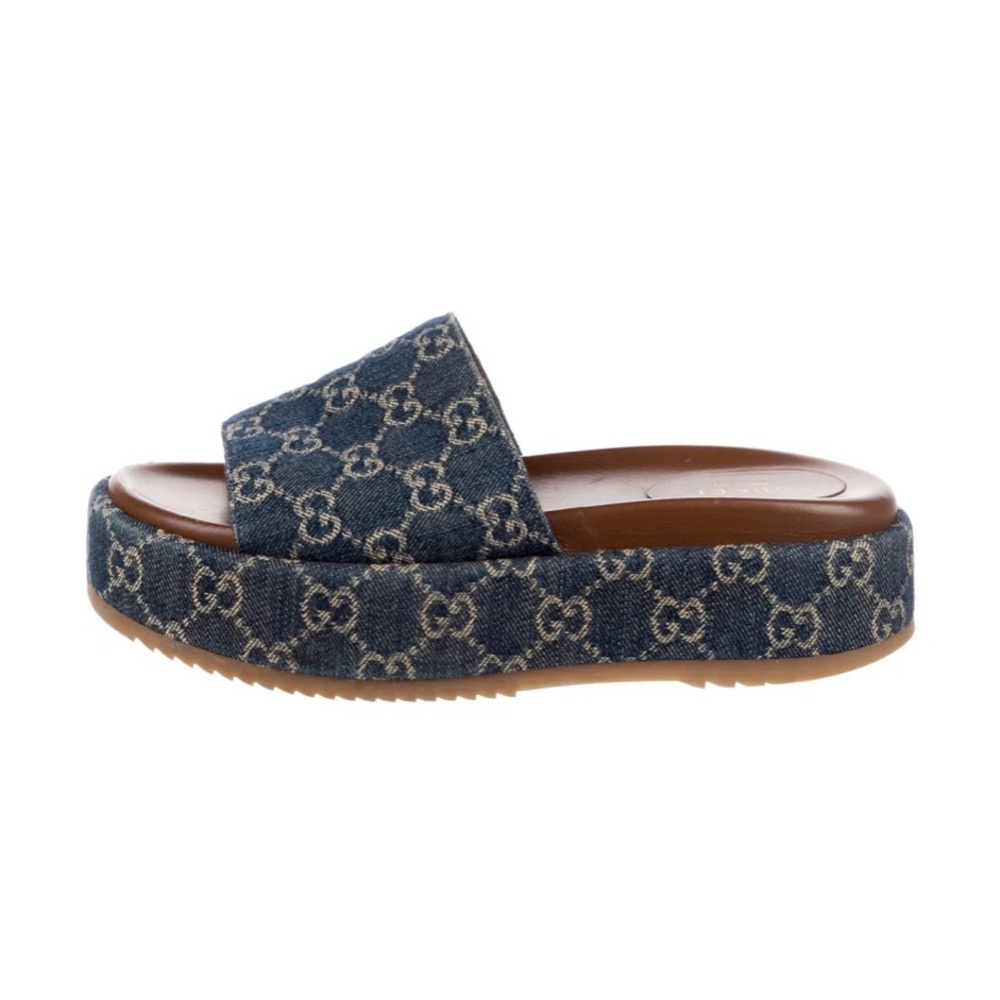 Gucci Denim Platform Slides